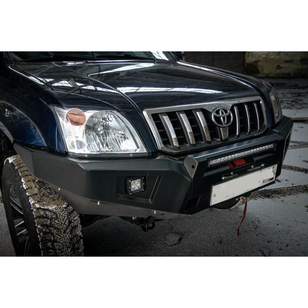 Бампер силовой передний STC тип Revo Toyota Land Cruiser Prado 120 с защитной дугой, противотуманными фарами и балкой дальнего света