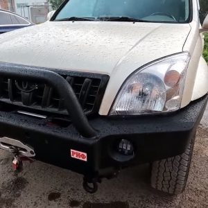 Бампер РИФ силовой передний Toyota Land Cruiser Prado 120 c доп. фарами, центральной дугой, защитой бачка омывателя